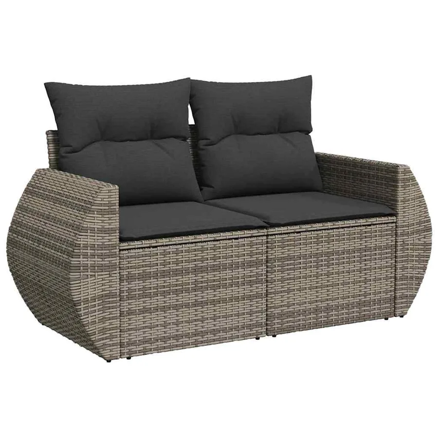 Ensemble de canapé de jardin 8 pcs Gris polyrotin - 6