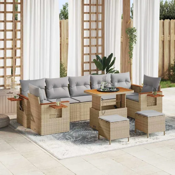 Ensemble de canapé de jardin 13 pcs Beige et Gris clair