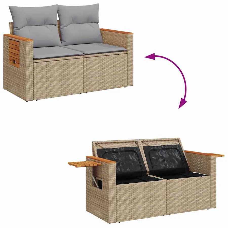 Ensemble de canapé de jardin 13 pcs Beige et Gris clair - 11