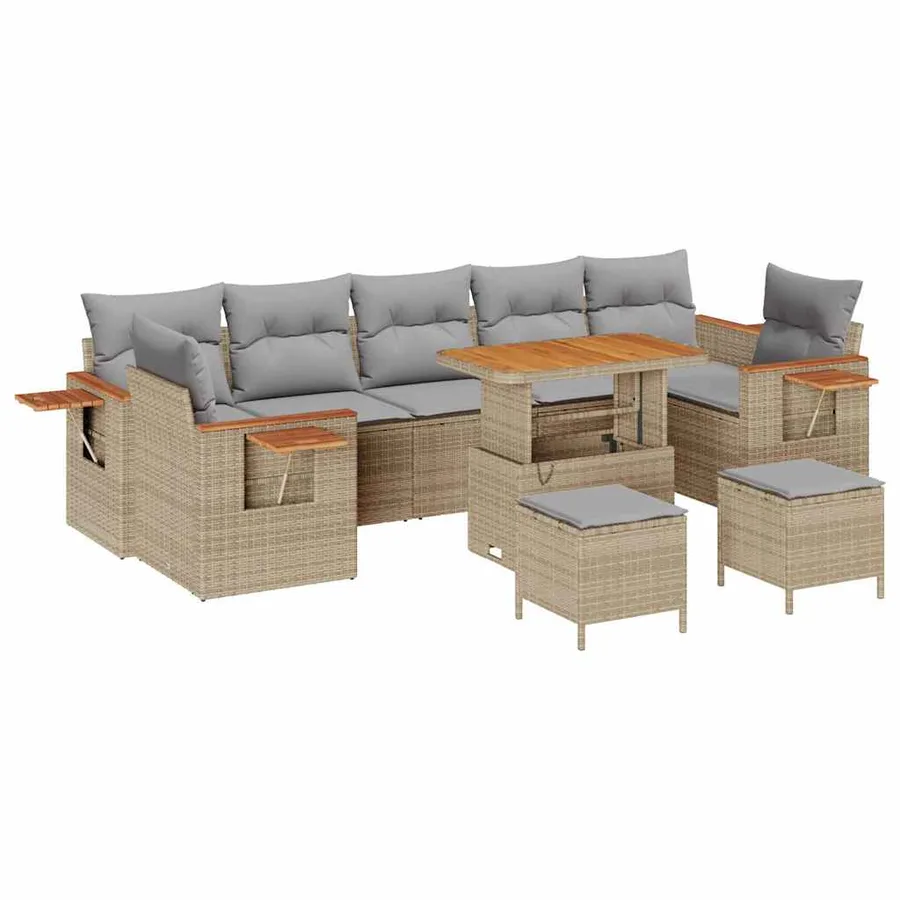 Ensemble de canapé de jardin 13 pcs Beige et Gris clair - 2