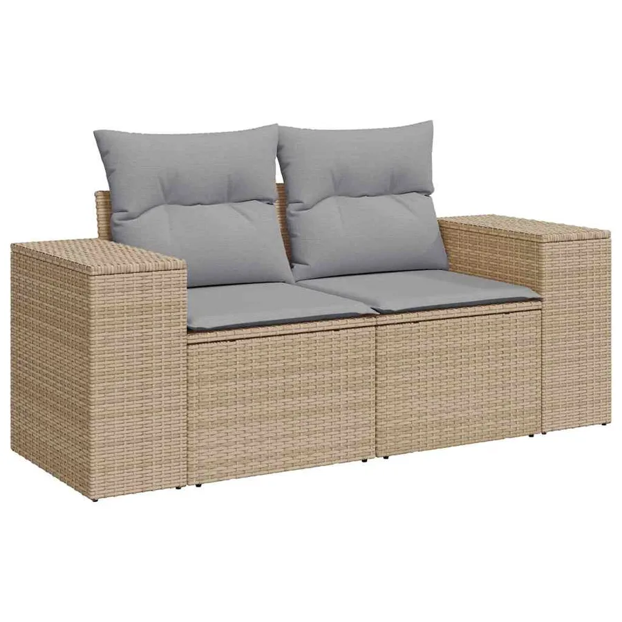Ensemble de canapé de jardin 12 pcs Beige polyrotin - 6