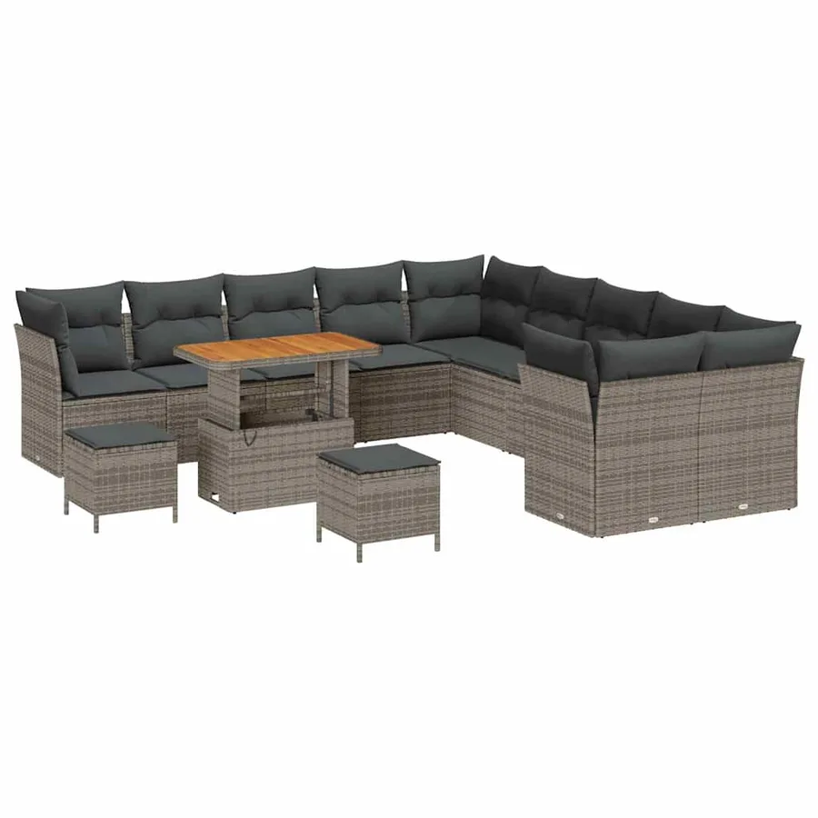 Ensemble de canapé de jardin 13 pcs Gris polyrotin - 2