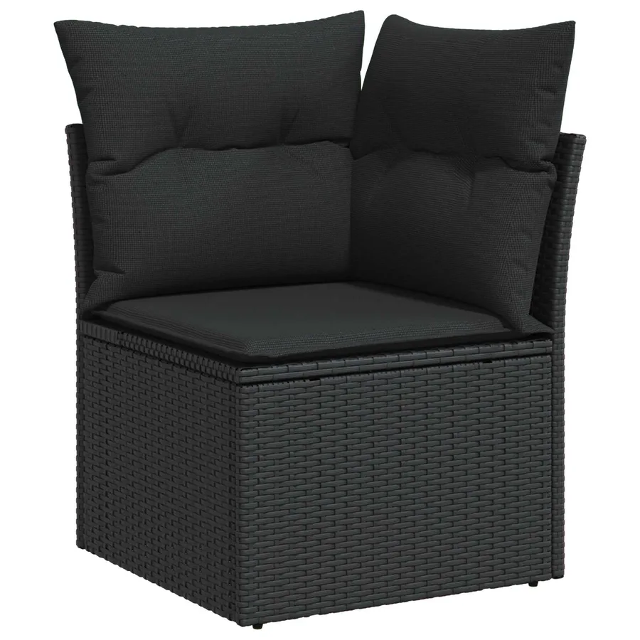 Ensemble de canapé de jardin 9 pcs Noir polyrotin - 6
