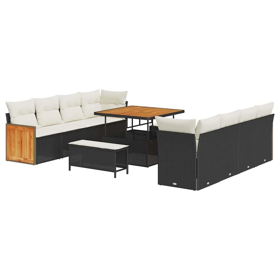 Ensemble de canapé de jardin Noir et Crème 231 x 224 x 85 cm - 2