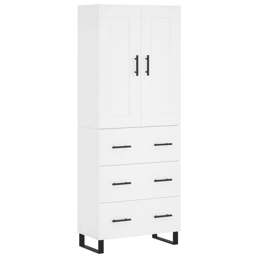 Buffet haut Blanc 69,5x34x180 cm Bois d'ingénierie - 2