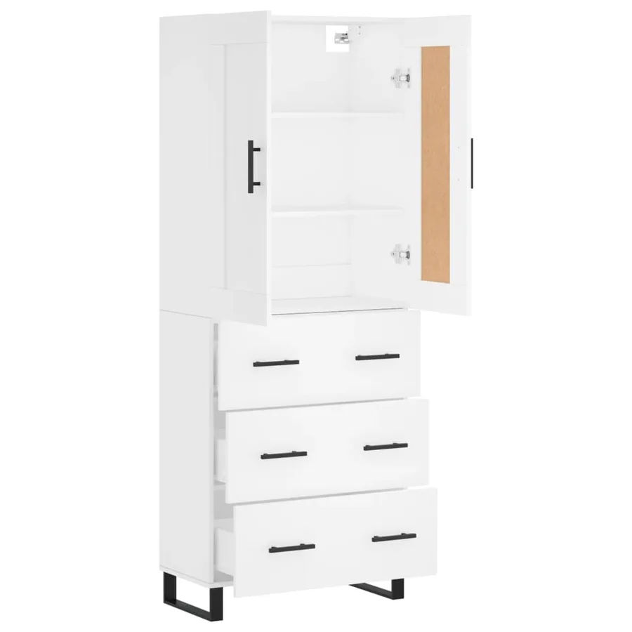 Buffet haut Blanc 69,5x34x180 cm Bois d'ingénierie - 4