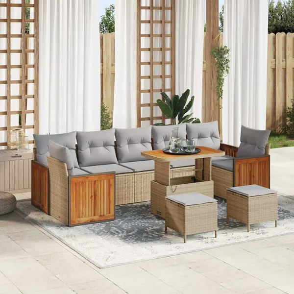 Ensemble de canapé de jardin 13 pcs Beige et Gris clair