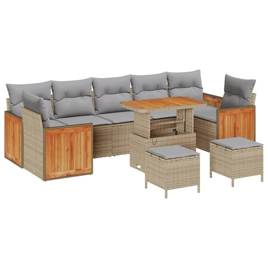 Ensemble de canapé de jardin 13 pcs Beige et Gris clair - 2