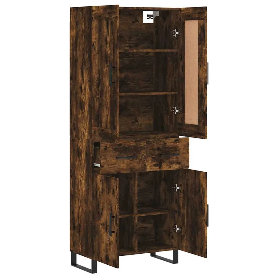 Buffet haut Chêne fumé 69,5x34x180 cm Bois d'ingénierie - 4