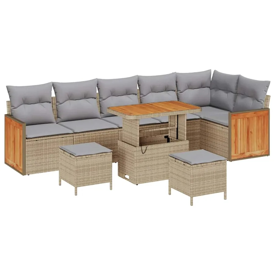 Ensemble de canapé de jardin 11 pcs Beige et Gris clair - 2