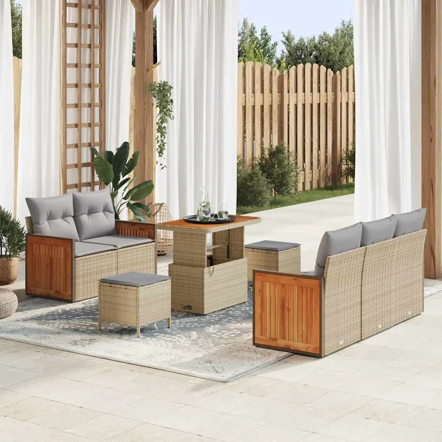 Ensemble de canapé de jardin 10 pcs Beige et Gris clair