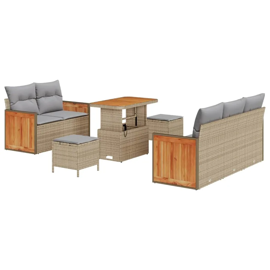 Ensemble de canapé de jardin 10 pcs Beige et Gris clair - 2