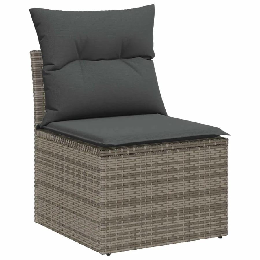 Ensemble de canapé de jardin 9 pcs Gris polyrotin - 5