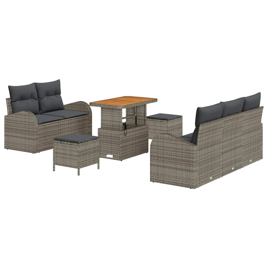 Ensemble de canapé de jardin avec coussin 8 pcs Gris polyrotin - 2