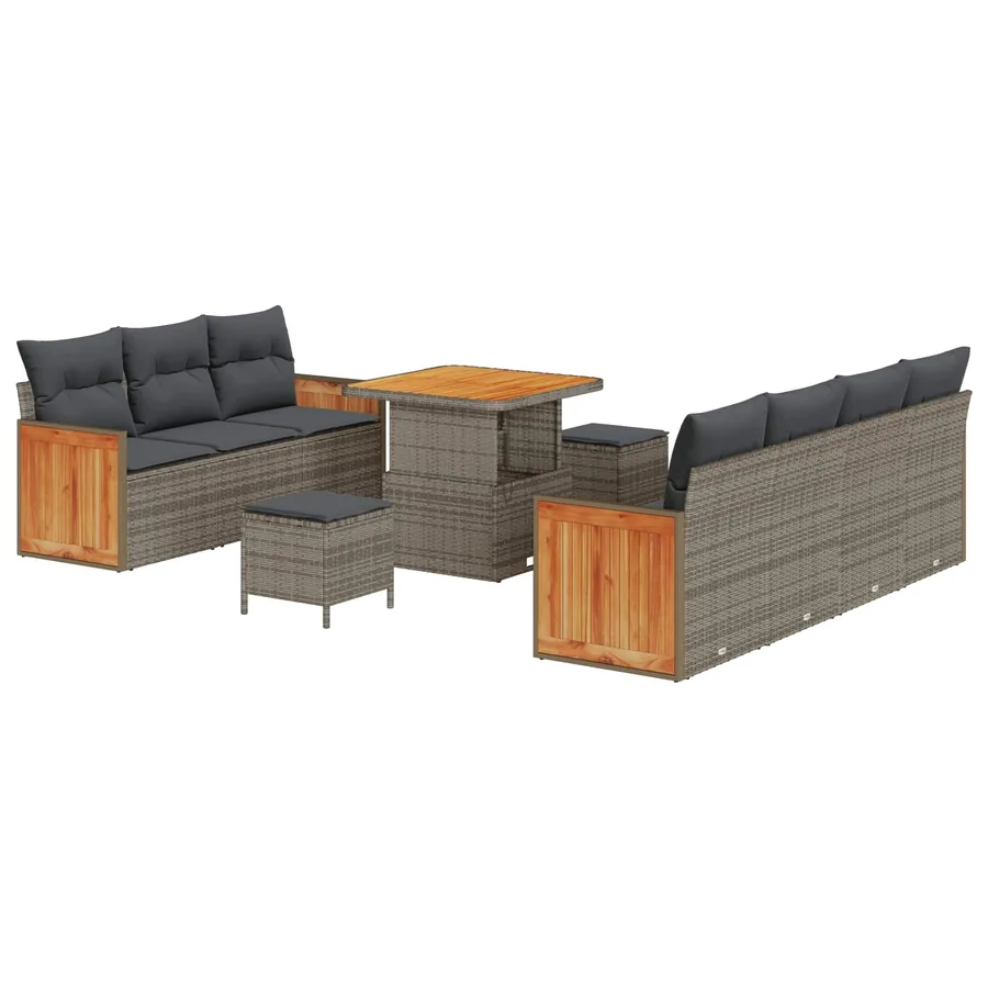 Ensemble de canapé de jardin avec coussin 10 pcs Gris - 2
