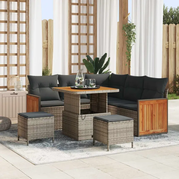 Ensemble de canapé de jardin avec coussin 8 pcs Gris
