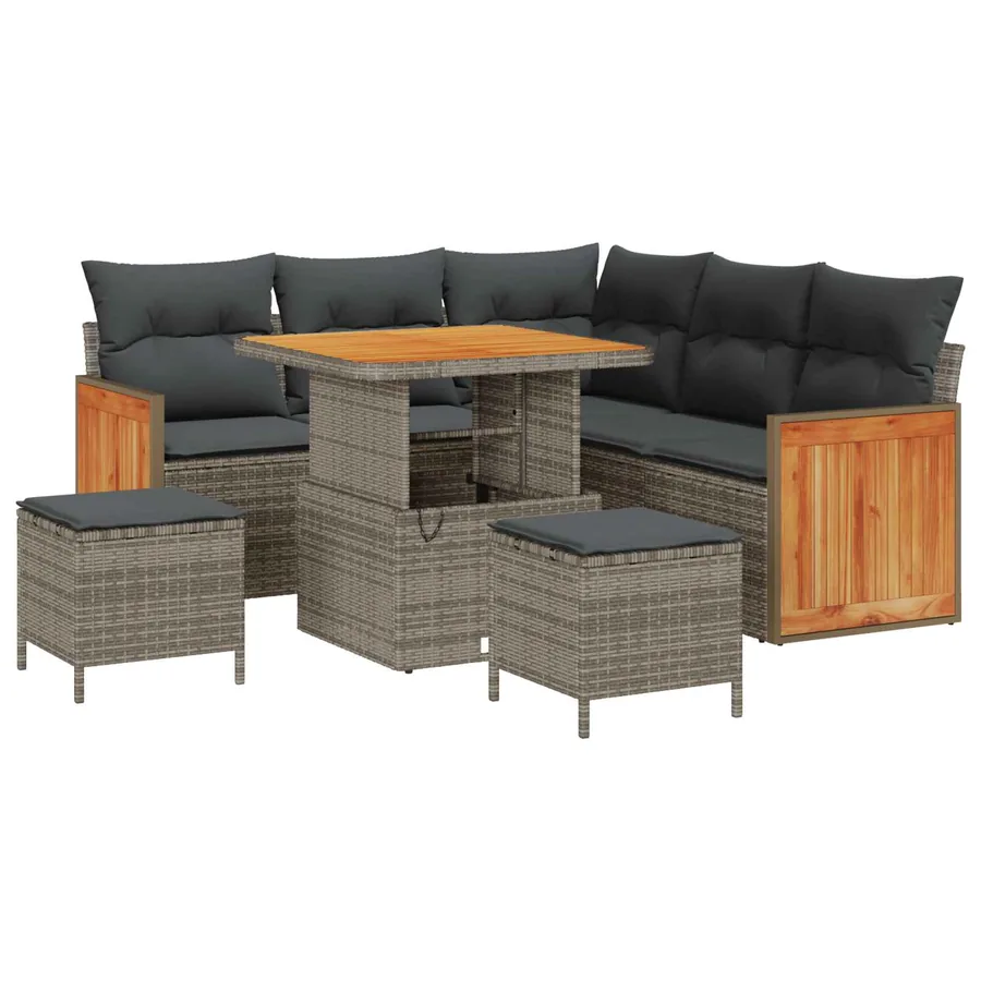 Ensemble de canapé de jardin avec coussin 8 pcs Gris - 2