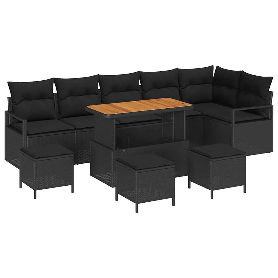 Ensemble de canapé de jardin 10 pcs Noir Poly rotin - 2