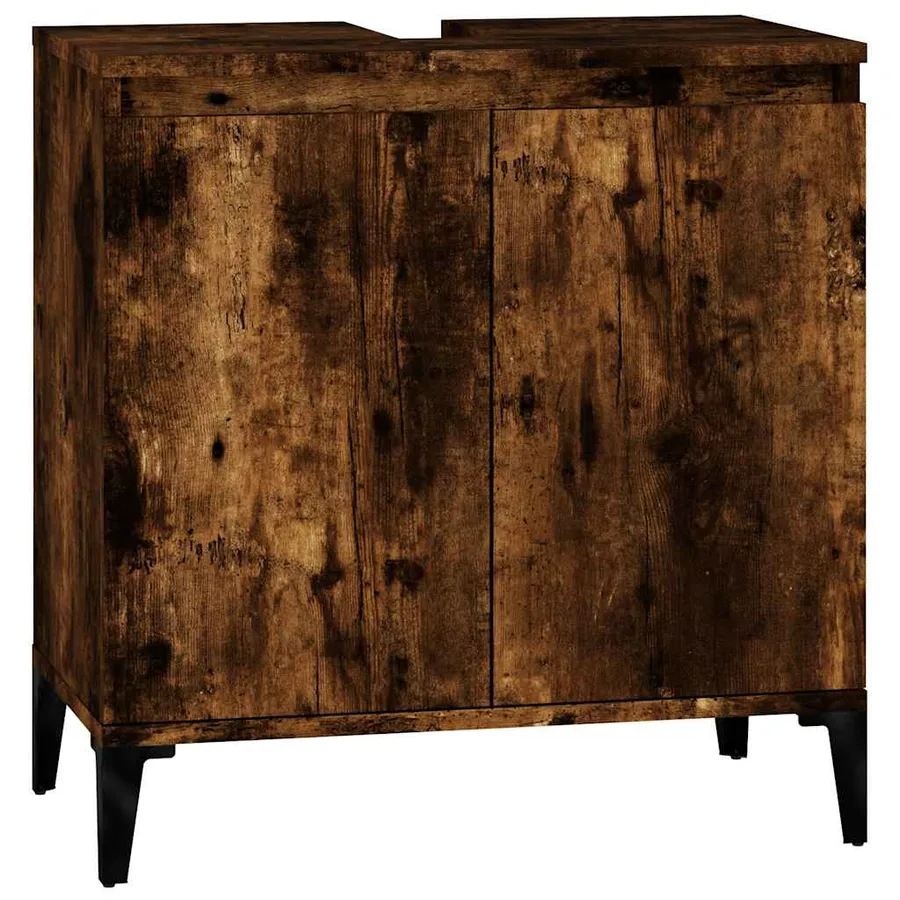 Meuble d'évier chêne fumé 58x33x60 cm bois d'ingénierie - 2