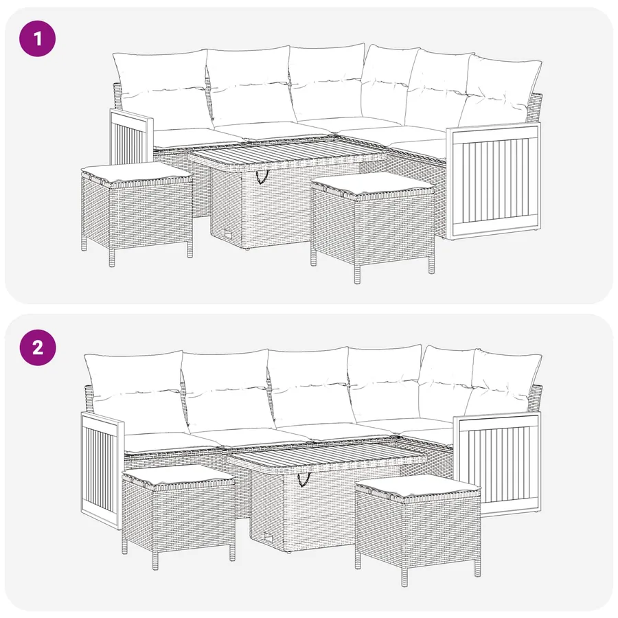 Ensemble de canapé de jardin avec coussin 8 pcs Gris - 10