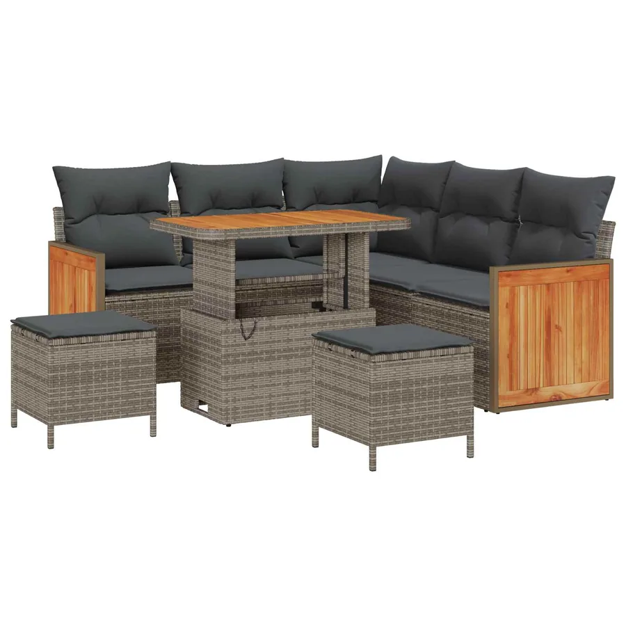 Ensemble de canapé de jardin avec coussin 8 pcs Gris - 2
