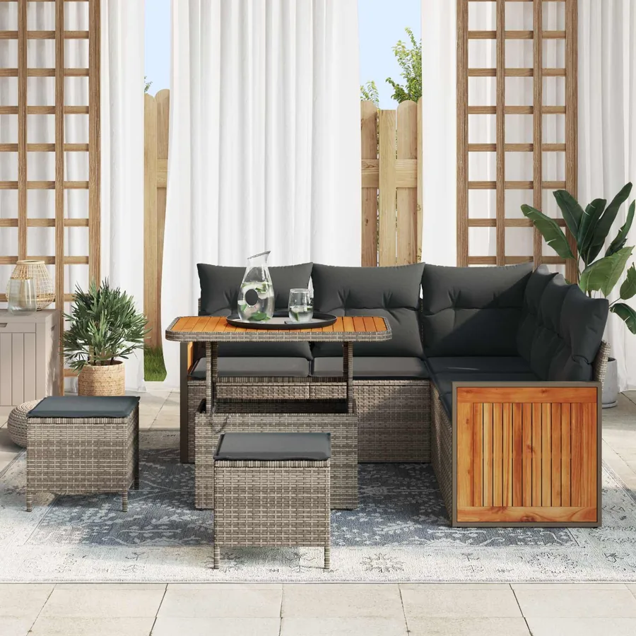 Ensemble de canapé de jardin avec coussin 8 pcs Gris - 3