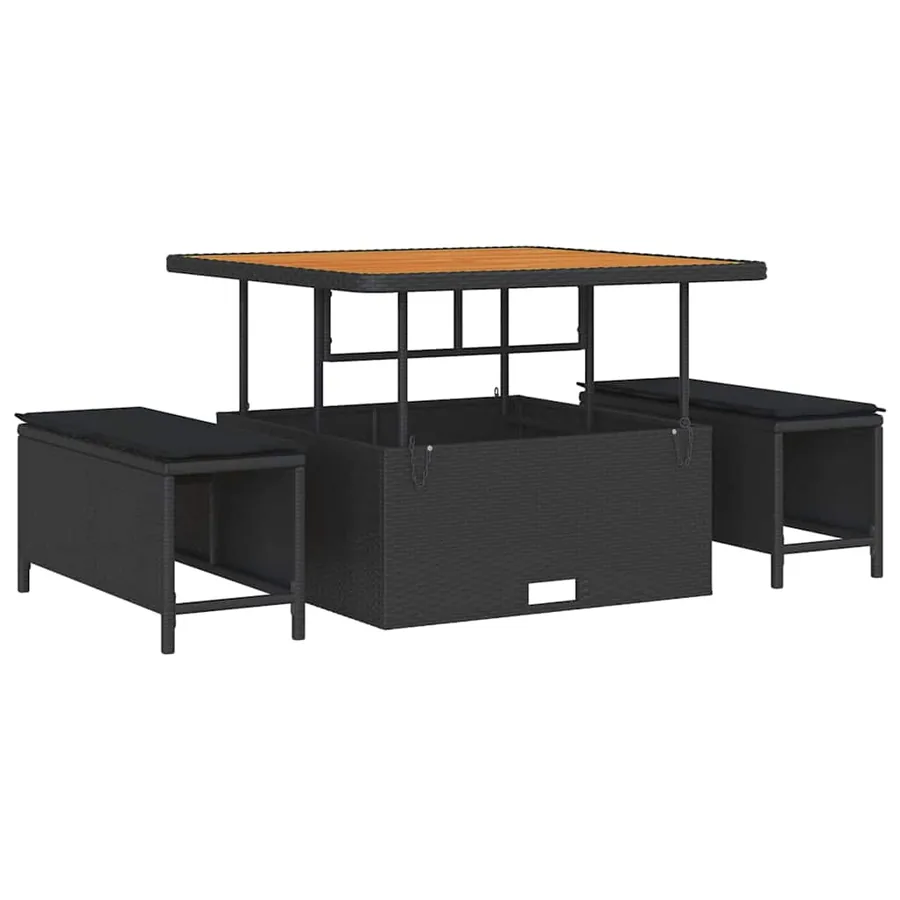 Ensemble de canapé de jardin avec coussin 9 pcs Noir polyrotin - 6