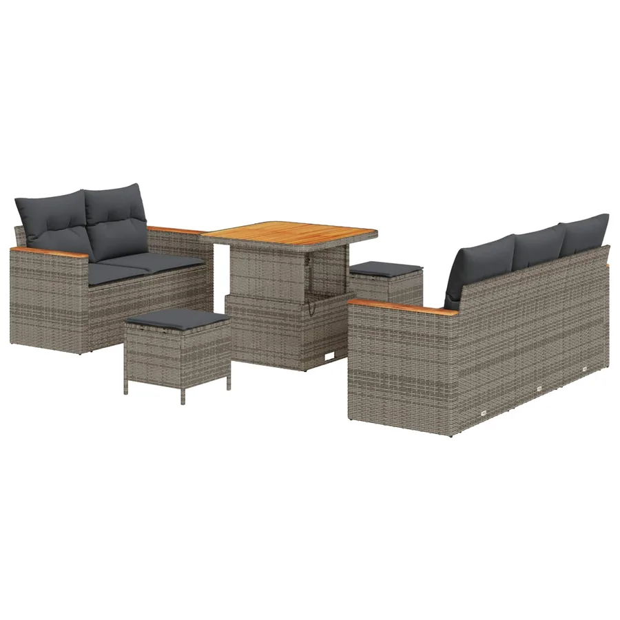 Ensemble de canapé de jardin 8 pcs Gris polyrotin - 2