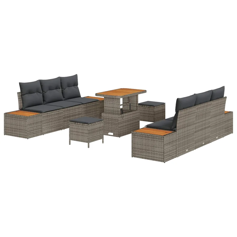 Ensemble de canapé de jardin avec coussin 9 pcs Gris - 2