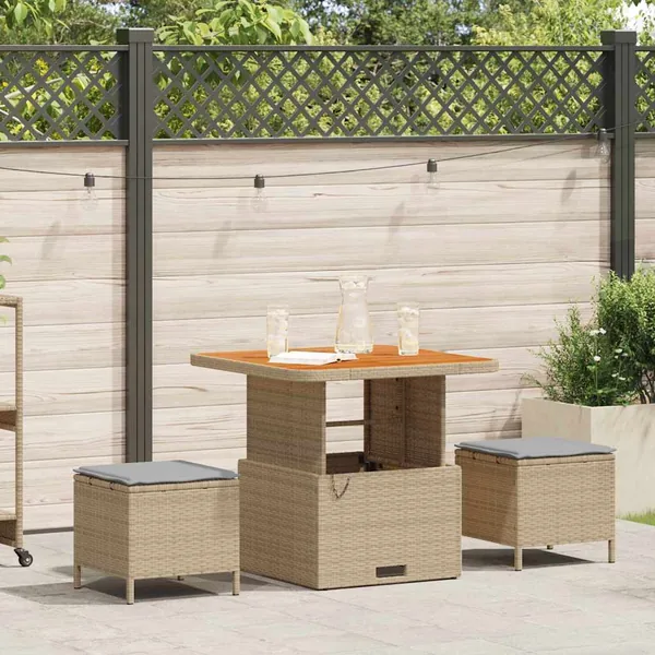 Ensemble de salle à manger pour jardin Beige polyrotin