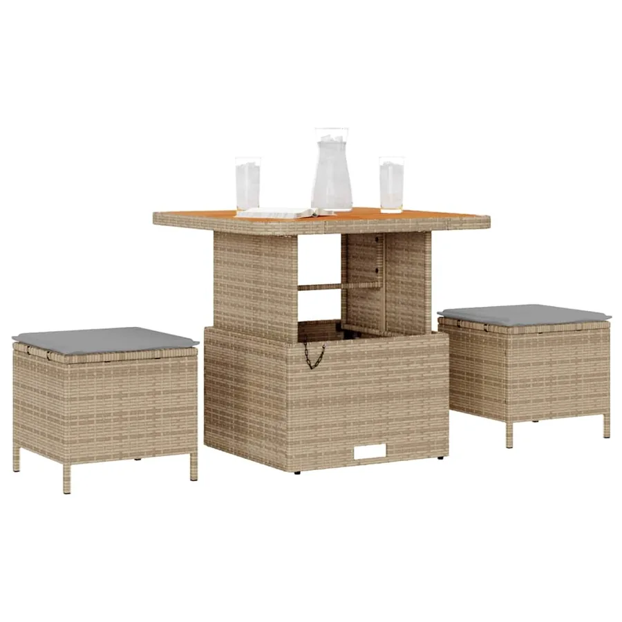 Ensemble de salle à manger pour jardin Beige polyrotin - 3