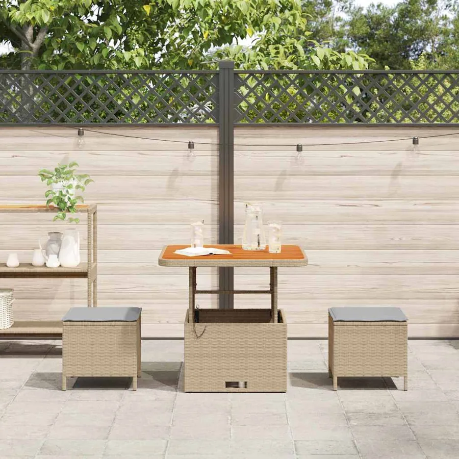 Ensemble de salle à manger pour jardin Beige polyrotin - 4