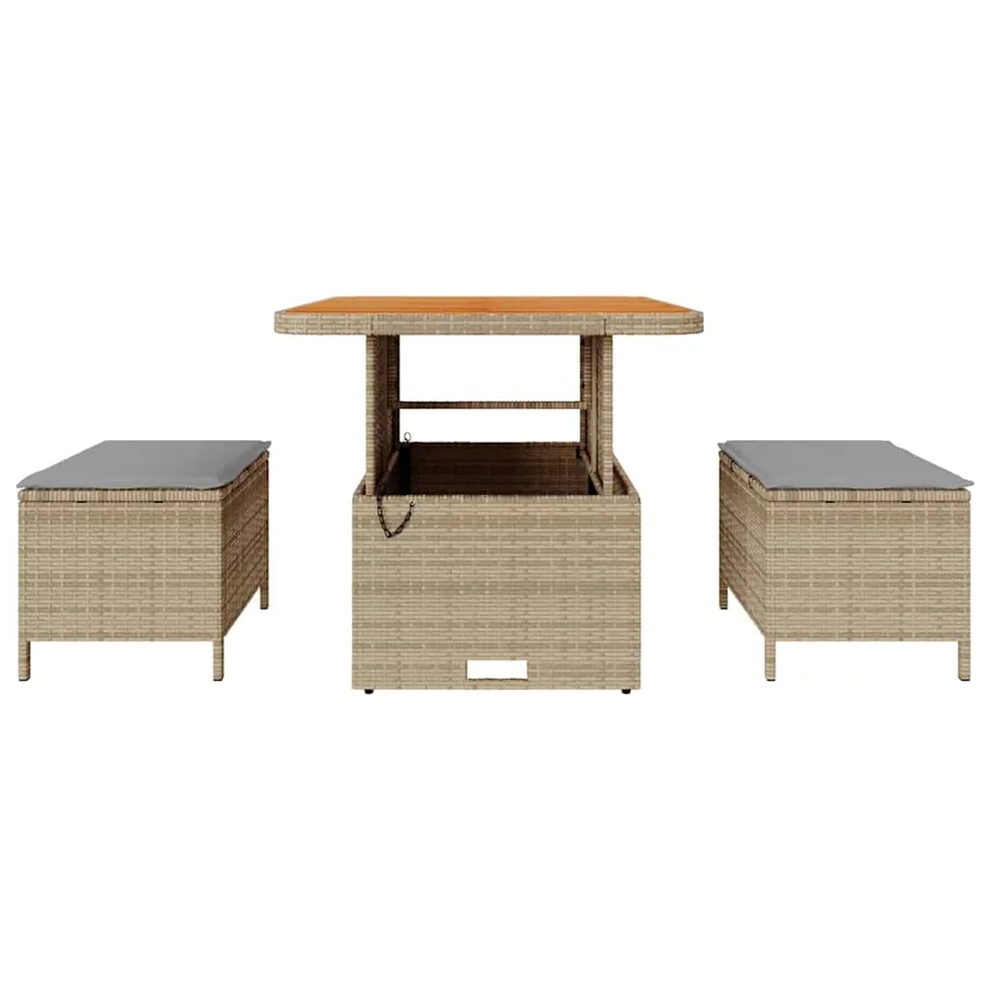 Ensemble de salle à manger pour jardin Beige polyrotin - 7