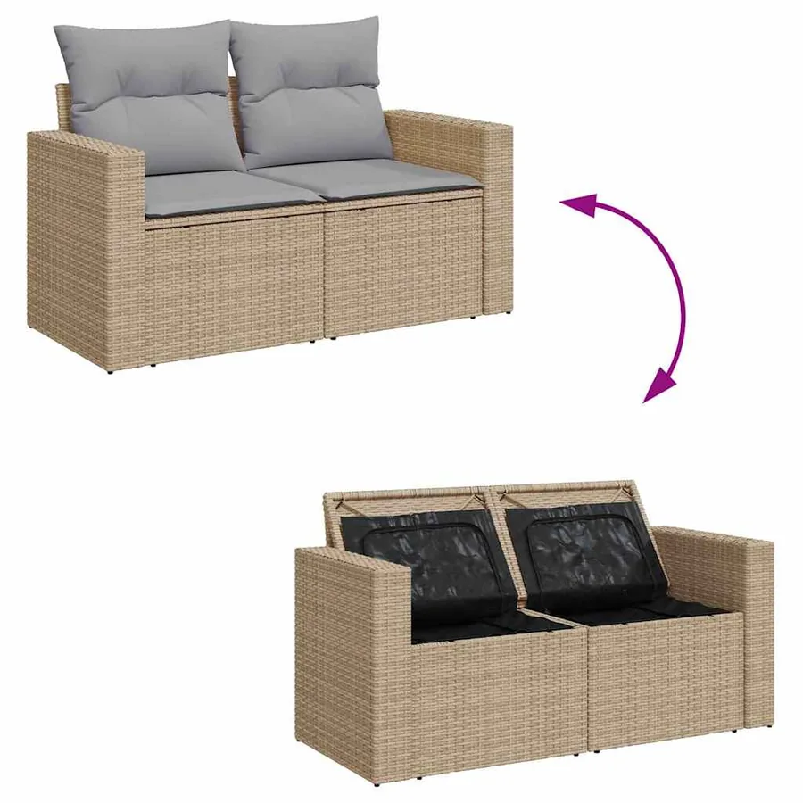 Ensemble de canapé de jardin 9 pcs Beige et Gris clair - 10