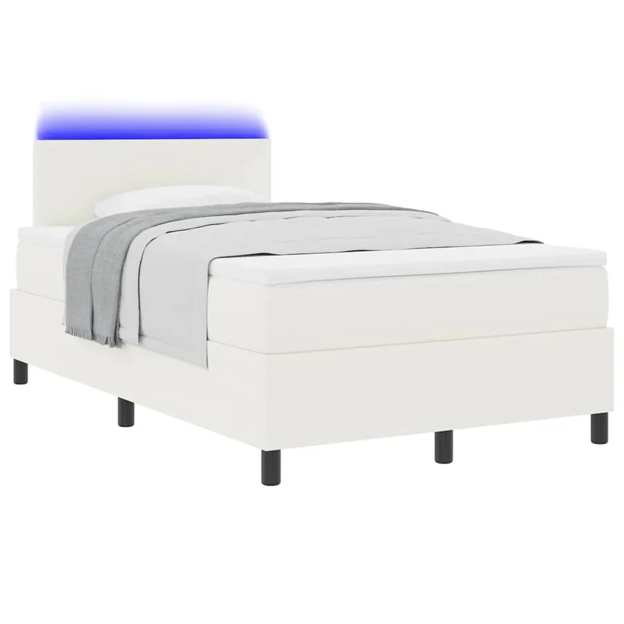Lit à ressort LED avec tête de lit Crème et Blanc 120 x 200 cm - 3