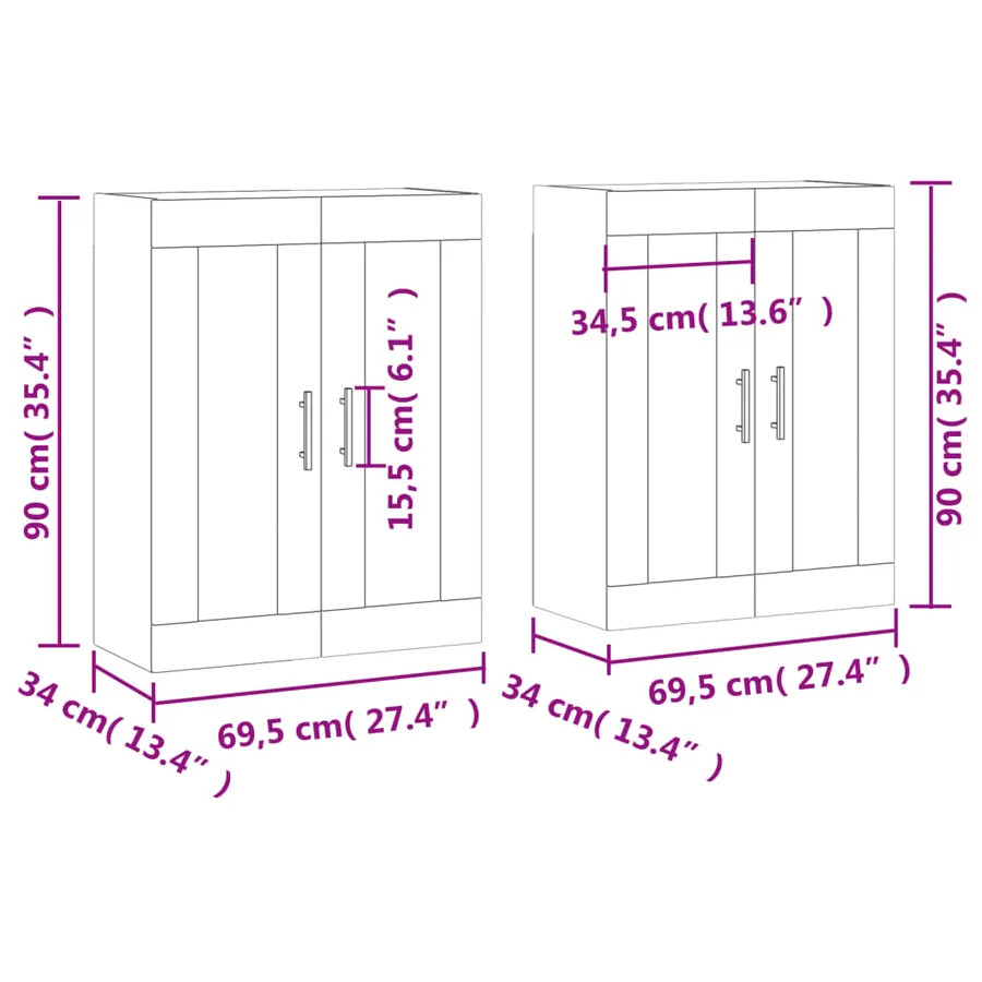 Armoires murales 2 pcs chêne marron bois d'ingénierie - 12
