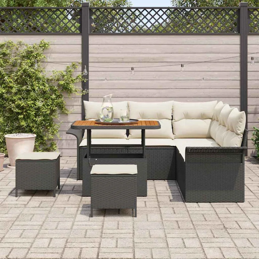 Ensemble de canapé de jardin avec coussin 8 pcs Noir polyrotin - 3