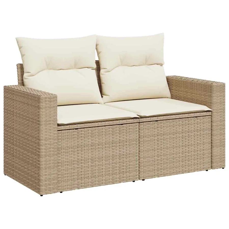 Ensemble de canapé de jardin 9 pcs Beige polyrotin - 4