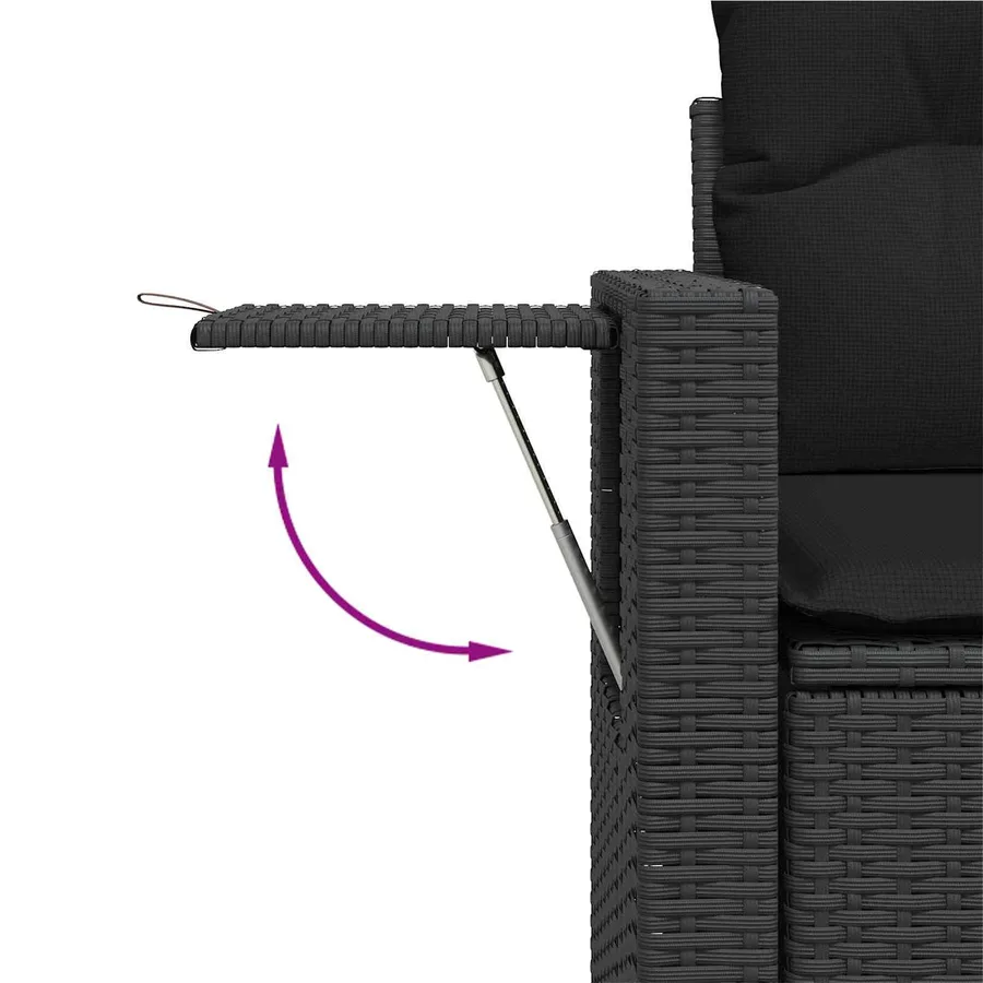 Ensemble de canapé de jardin 13 pcs Noir polyrotin - 9