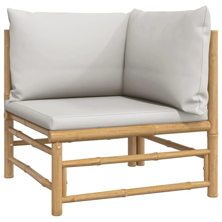 Salon de jardin 4 pcs avec coussins gris clair bambou - 4