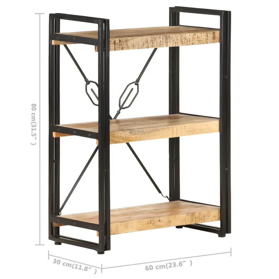 Bibliothèque à 3 niveaux 60x30x80 cm Bois de manguier massif - 5