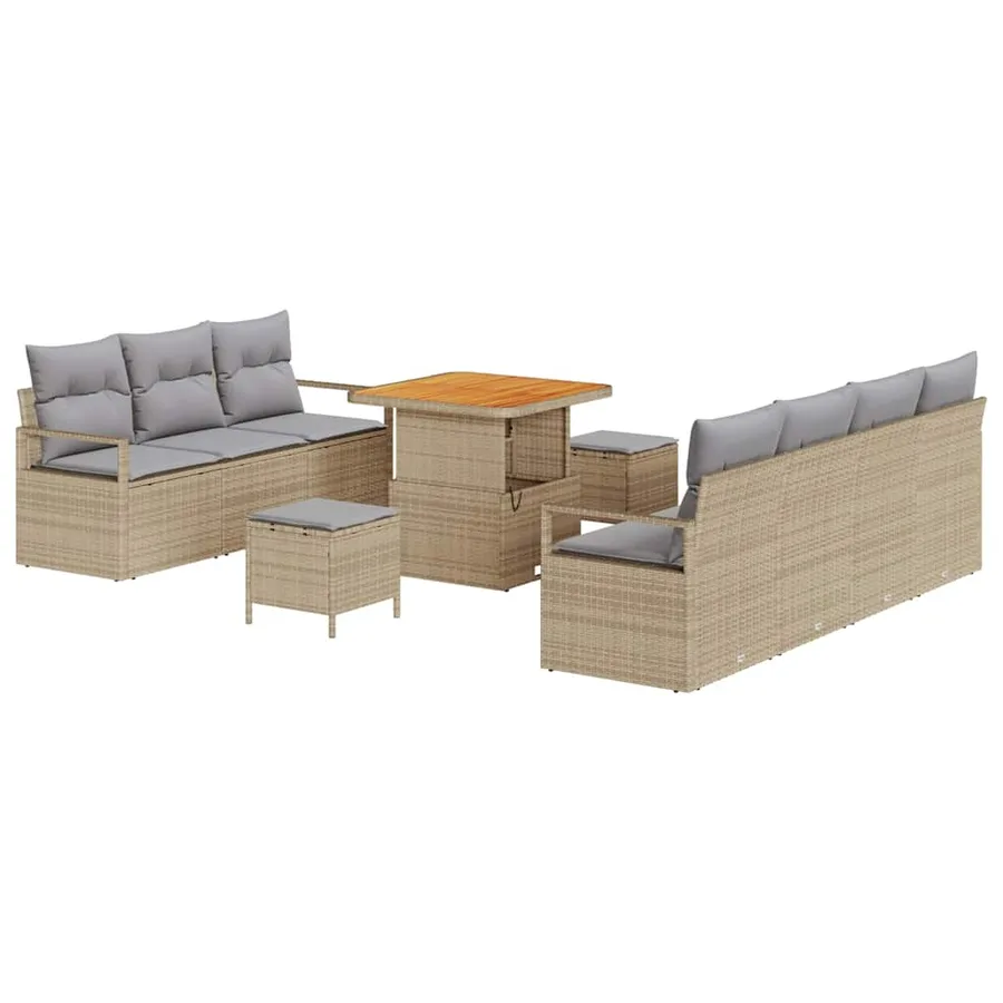 Ensemble de canapé de jardin 10 pcs Beige polyrotin - 2