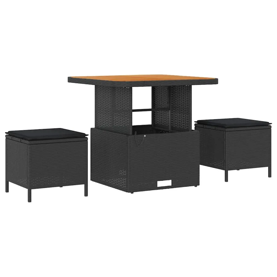 Ensemble de canapé de jardin avec coussin 13 pcs Noir polyrotin - 4