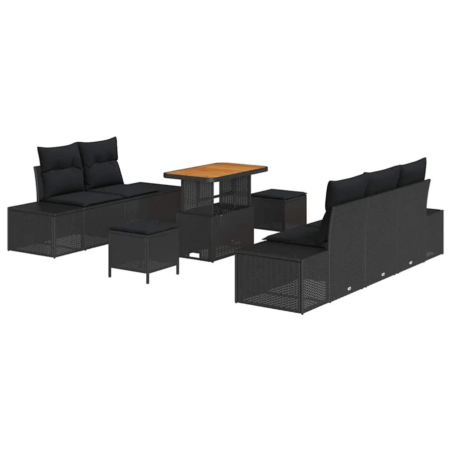 Ensemble de canapé de jardin avec coussin 8 pcs Noir polyrotin - 2
