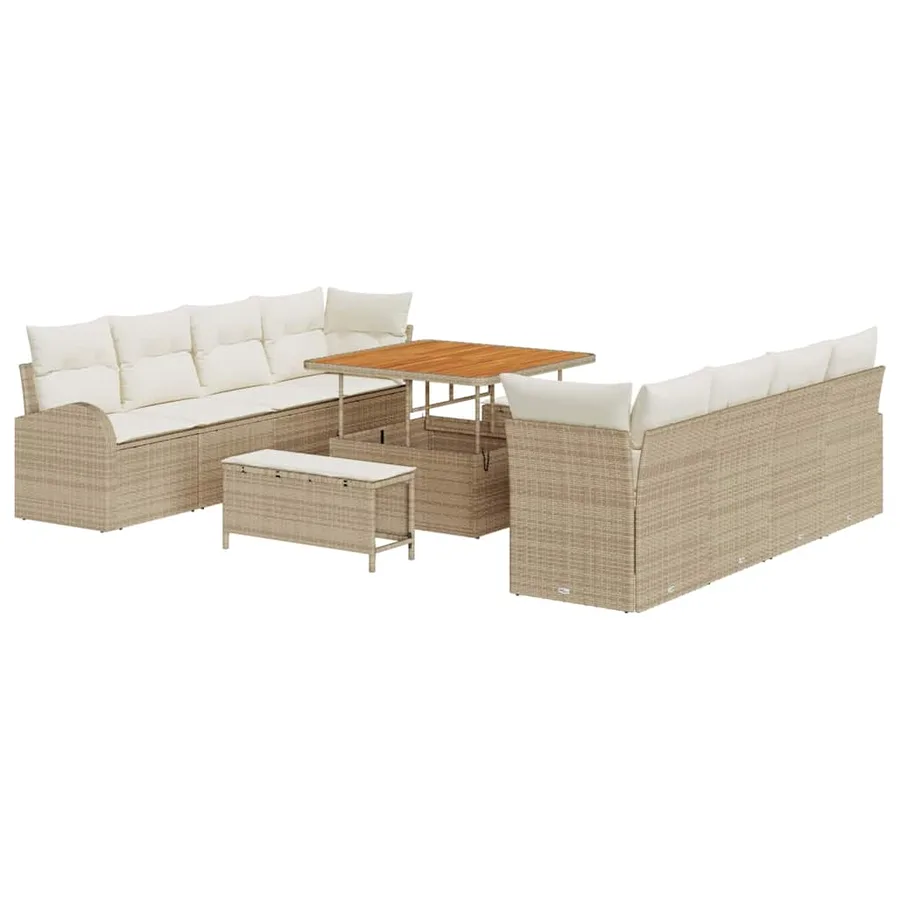 Ensemble de canapé de jardin 11 pcs Beige polyrotin - 2