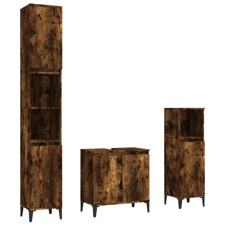 Ensemble de meubles de salle de bain 3 pcs Chêne fumé - 2