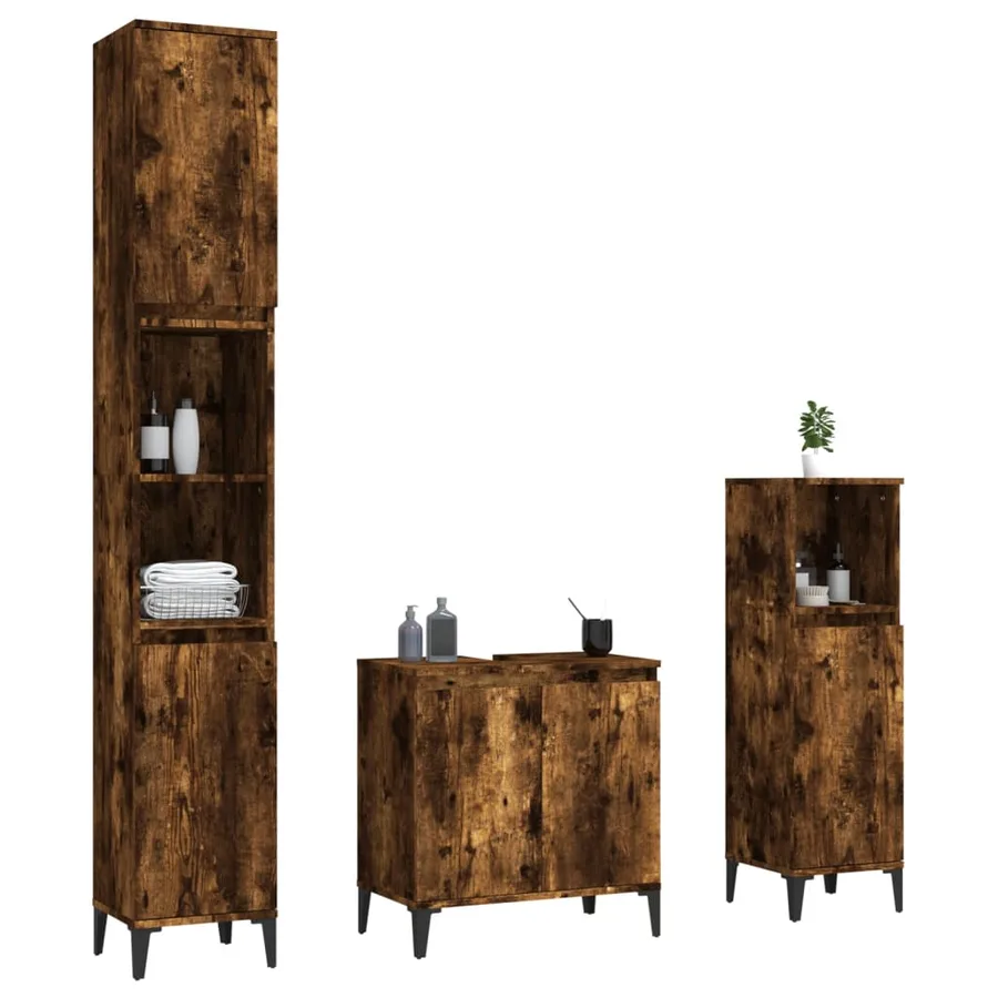 Ensemble de meubles de salle de bain 3 pcs Chêne fumé - 4