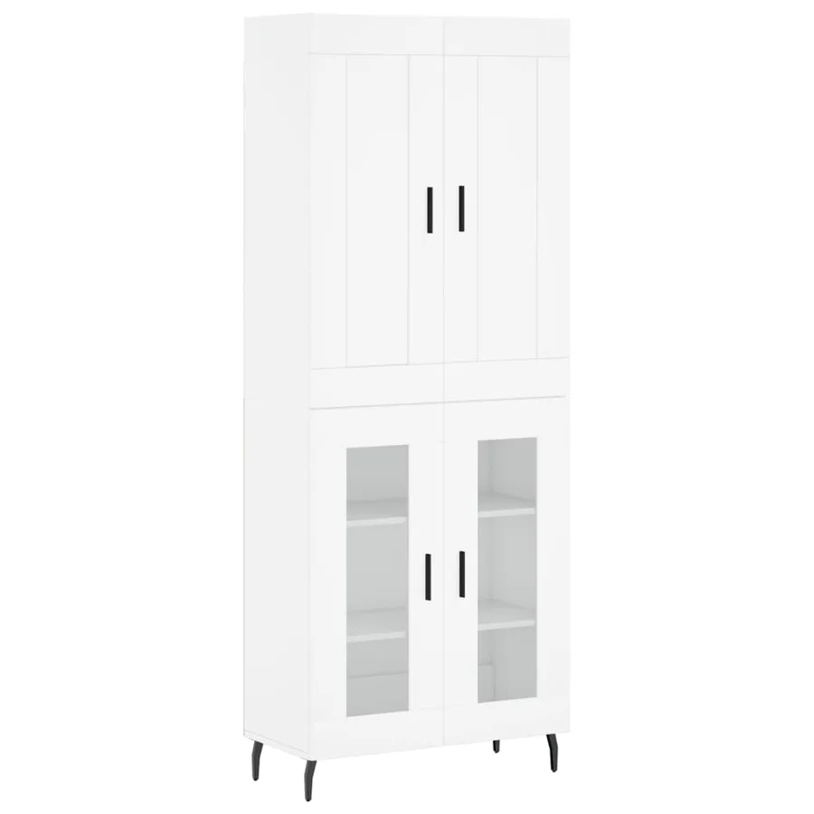 Buffet haut Blanc 69,5x34x180 cm Bois d'ingénierie - 2