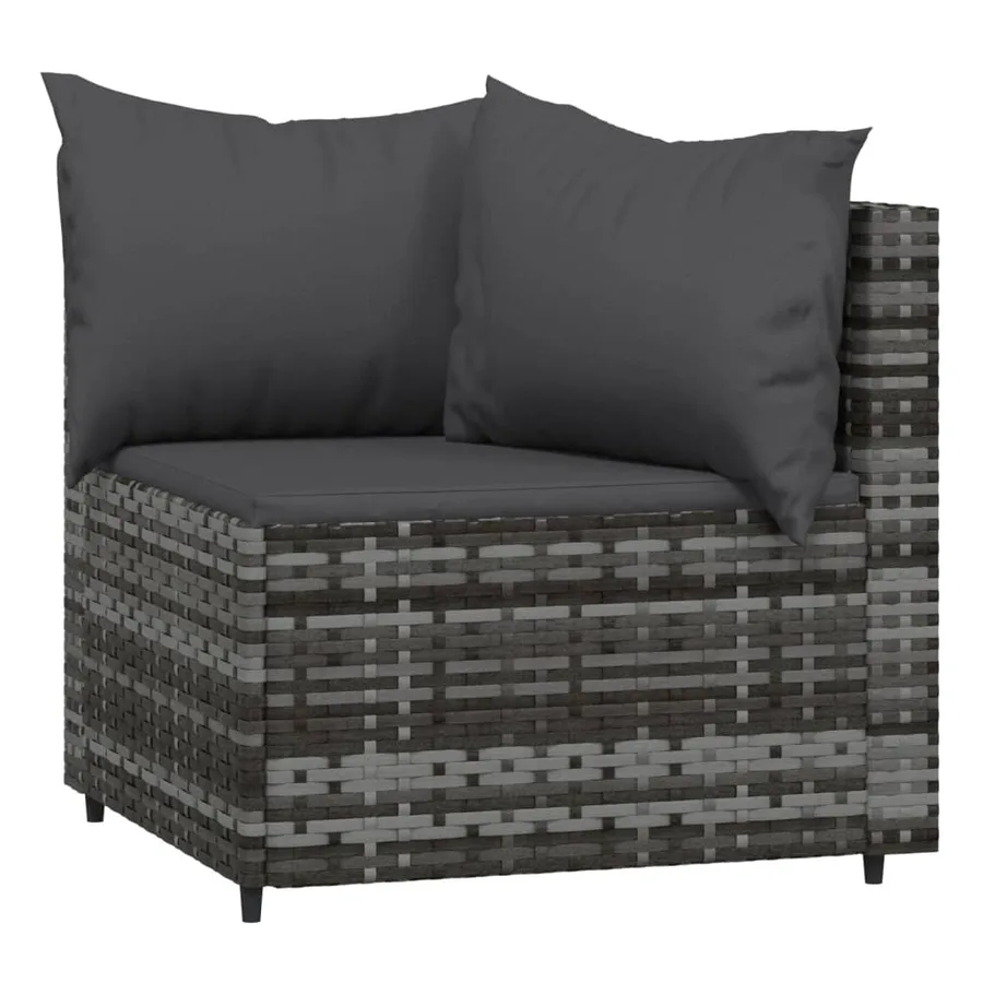 Salon de jardin 4 pcs avec coussins Gris Résine tressée - 4