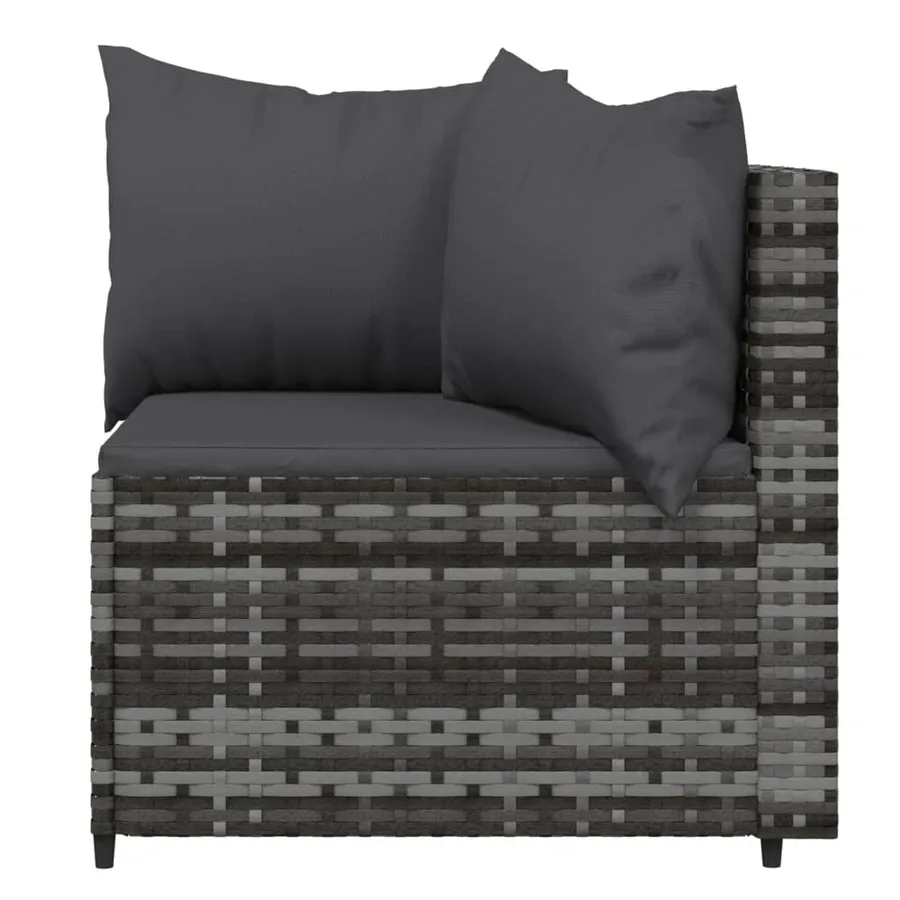 Salon de jardin 4 pcs avec coussins Gris Résine tressée - 5